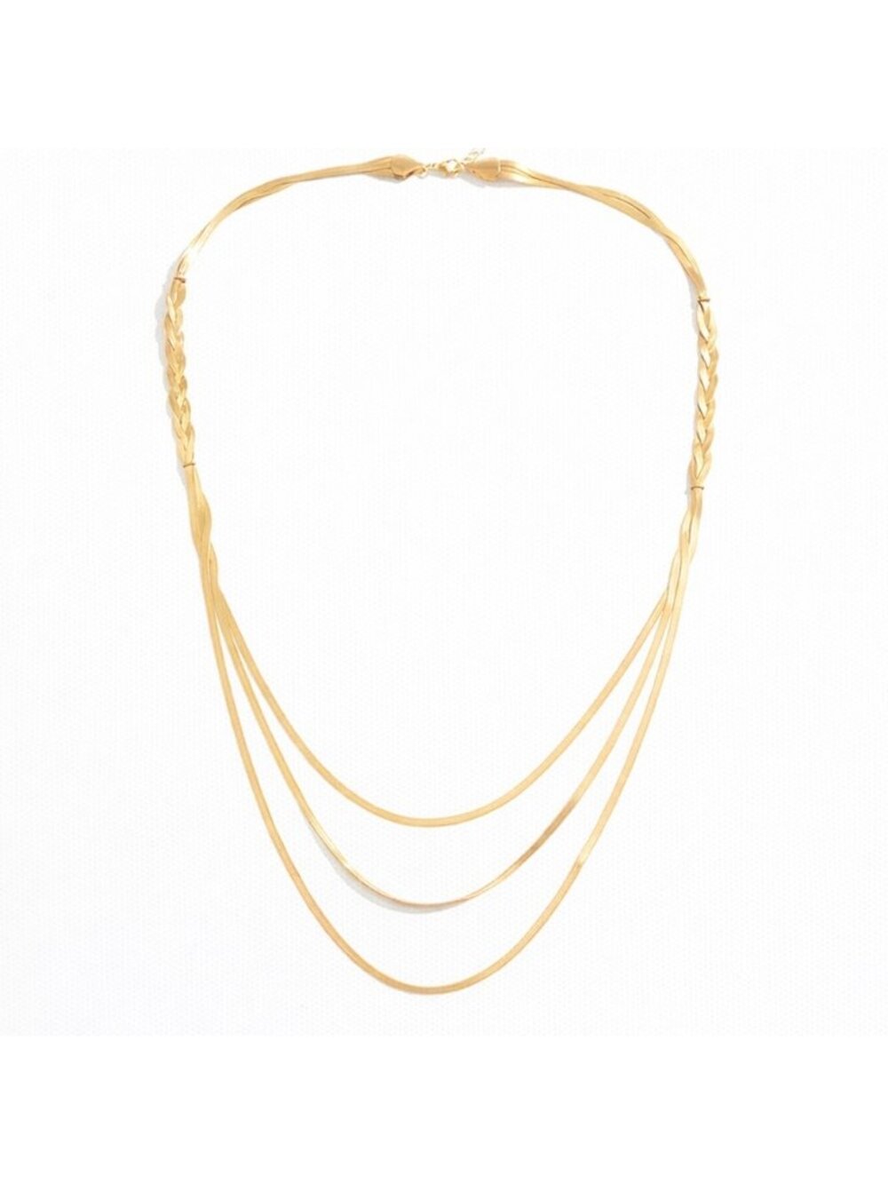 New! Gold Herringbone Braided Necklace (3027) NWOT
